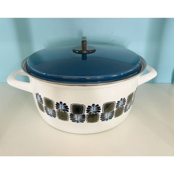 Retro Mid Century Starburst Type Enamel Cooking Stock Pot w/ Lid Austria Email - Picture 3 of 7
